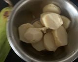 A picture of step 1 of Raw banana sweet potato toast chat!.