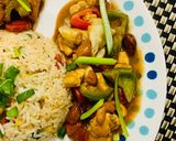 A picture of step 6 of Almonds and cashew nut chicken.