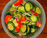 A picture of step 1 of Mike's Tangy Cucumber Salad.