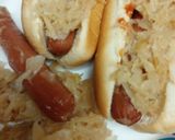 A picture of step 4 of Hotdogs and Sauerkraut cooked in Beef Stock. With an option.
