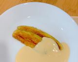Gambar langkah 5 resipi Pisang bersos kastard.