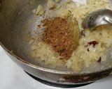 A picture of step 4 of Chettinad mutton sukka fry.