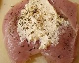 A picture of step 2 of Ricotta stuffed chicken with a potato salad.