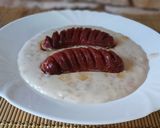 Tejfölös sárga felesborsó főzelék sült debreceni kolbásszal recept fázis 6 fotója