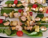 A picture of step 3 of My BBQ Skewered Prawns fruit & Veg 😍.