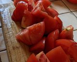 A picture of step 4 of Uncle Yves' Chicken Basquaise (with tomatoes, peppers + herbs).
