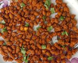 A picture of step 4 of Badam pakoda.