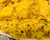 A picture of step 3 of Achari aalu pulao.