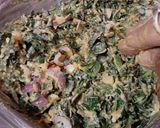A picture of step 3 of Taro Leaf Fritters (Arbi ke Patte ke Pakode).