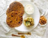 A picture of step 11 of SINGHADA PARANTHA 😋 Black Pepper Potato Sabji With Cucumber Raita (Vrat / fast Special Thal).