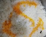 A picture of step 3 of Chullo kabab with butter rice.