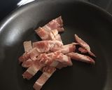 A picture of step 1 of Bacon and three cheese carbonara with strozzapreti pasta.