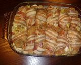 Baconbe tekert, mustáros-gombás csirkecomb recept fázis 5 fotója