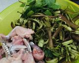 Hình bước làm 1 của món Canh chua rau muống ếch đồng