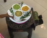 A picture of step 4 of CHUTNEY PARTY : 1. Green Peas 2. Onions & Curry Leaves 3. Peanuts Chutney.