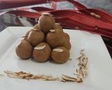 A picture of step 6 of Besan laddo with gud powder.