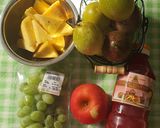 Foto langkah ke 1 dari resep Es Buah Tropical (Apel Nanas Markisa Anggur Sirup Terong Belanda).