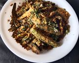 A picture of step 4 of Besan bhindi.