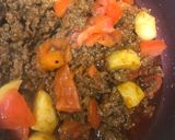 A picture of step 2 of Dhabba style aaloo qeema.