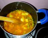 A picture of step 7 of Boiled rice served with minji stew and potatoes.