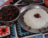 A picture of step 14 of Khoresht-e Fesenjan ( Pomegranate stew with chicken and walnut.