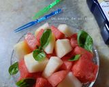 Une image de l'étape 5 de Fraîcheur d'été au basilic et fleur d'oranger 🍉🍈🌱.