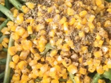 Beef steak+Garlic baby beans and corn+Creamy mushroom sauce