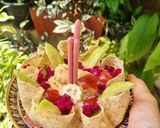 รูปขั้นตอนการทำที่ 5 ของ กระทงกินได้ ถ้วยตอติญ่าชินนามอนกับโยเกิร์ตผลไม้