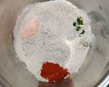 A picture of step 1 of Singhara atta aloo pakoda.