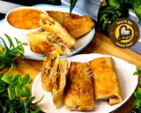 A picture of step 7 of Veg And Chicken Spring Rolls With Homemade Sheets Or Wraps Along With Spring Roll Sauce.