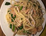 Hình bước làm 1 của món Spagetti xào mực 🦑