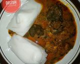 A picture of step 3 of Ogbonno soup and Agidi.