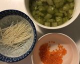 A picture of step 1 of Noodles with Loofah and Red Lentils.