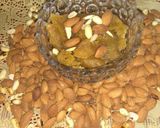 A picture of step 1 of Indian traditional Besan almond halwa.