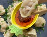 A picture of step 13 of Dumplings served with chilli oil and soya sauce dipping.