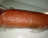 A picture of step 4 of Redvelvet swiss roll.