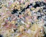 A picture of step 3 of Pappadelle Pasta with Asparagus, Saffron + Peas.