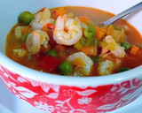 Foto del paso 11 de la receta: Sopa de gambas frescas con verduras a los tres caldos
