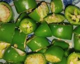 A picture of step 1 of Masala Fried Chillies 🌶️🌶️.