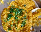 A picture of step 1 of Moong dal healthy triangles.