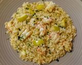 A picture of step 4 of Valentine's Day Risotto with Shrimp, Green Apple, and Shrimp Stock.