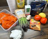 Krémes tepsis spárga mézes-mustáros csirkével és parmezsánnal recept fázis 1 fotója