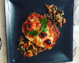 Foto del paso 4 de la receta: Milanesa de berenjena a la napolitana con bolets al ajillo de guarnición