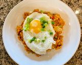 A picture of step 6 of Kimchi Fried Rice.