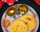 A picture of step 9 of Sarson Ka Saag with Makki Ki Roti.