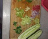 A picture of step 1 of Cucumber boat salad.