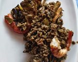 A picture of step 9 of Black Rice with Cuttlefish, Artichokes, Shrimp, and Green Garlic.