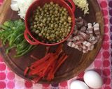 Foto del paso 1 de la receta: Huevo revuelto con tocino y arvejas