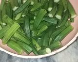 A picture of step 7 of Bhindi ghousht.