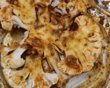 A picture of step 2 of Grilled Cauliflower with Hummus and Chimichurri.